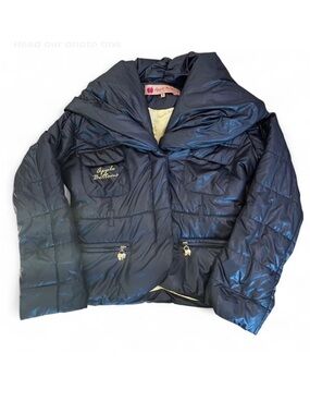 Apple Bottoms size small Black puffer jacket with hood vintage sequins